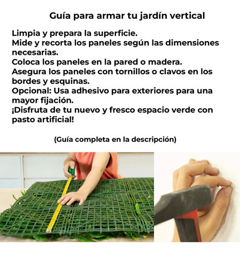 Jardín Vertical Artificial Uv Pasto Pared 1