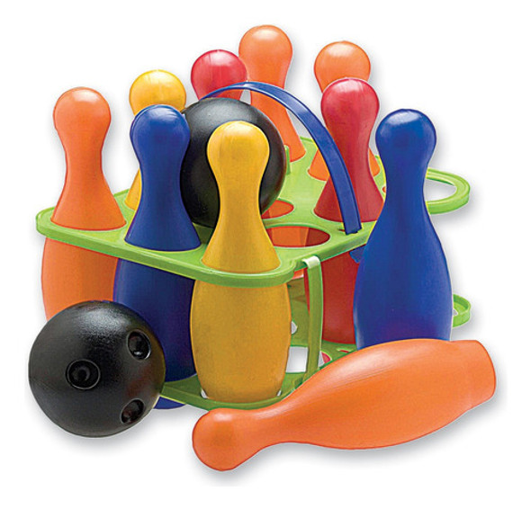 Juego De Bolos 10 Bolos 2 Bolas Bowling Canasto Duravit 0