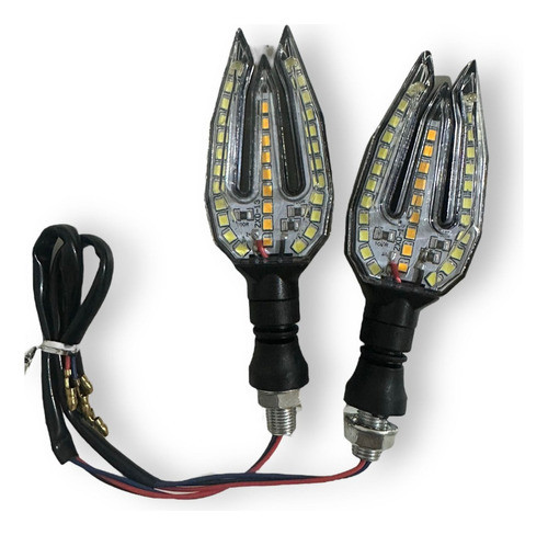 Juego Faros Luz De Giro Led Blanco Y Ambar Para Motos A-vip 1
