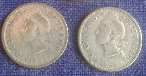 Moneda Republica Dominicana 10 Centavos Plata 1963 1