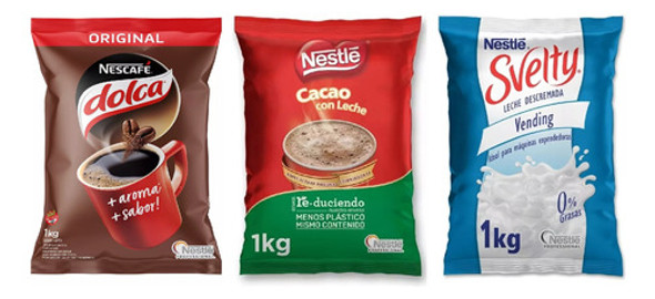 Pack Nescafe Cafe Dolca Intenso + Cacao + Leche En Polvo 1kg 0