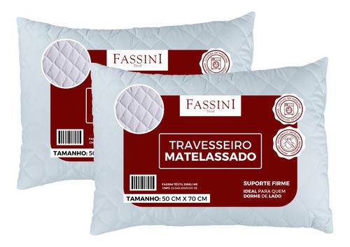 2 Travesseiros Firme 50x70 Matelassado Fibra Siliconada 0