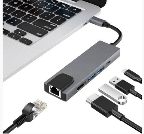 Hub Cable 5 En 1 De Tipo C A Usb*2/c/hdmi/eth Pjt-lcn2007 0