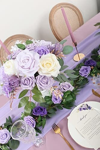 Guirnalda De Rosas Artificiales Premium  Lila Y Morado 1