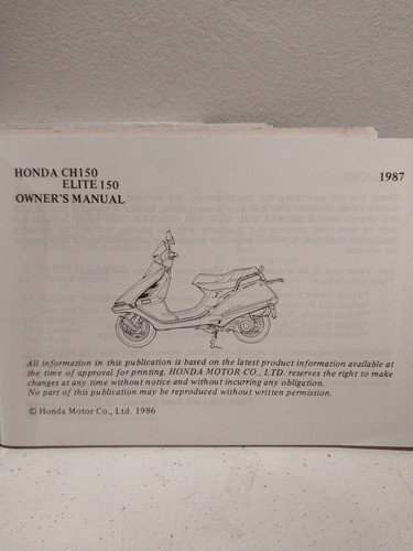 Manual Honda Elite 150 Año 1987 Original Ingles 1