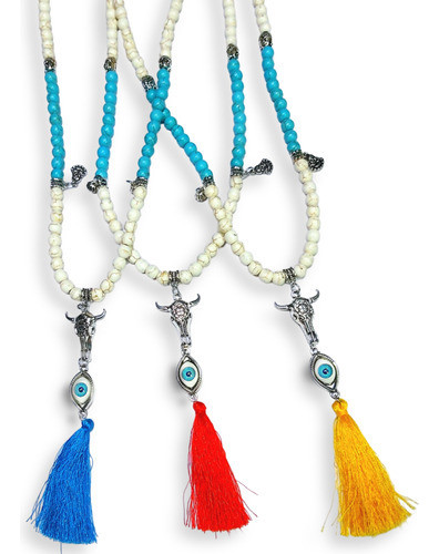 Collar Budista Tipo Japamala Cuentas Piedra Con Dije De Oj 0