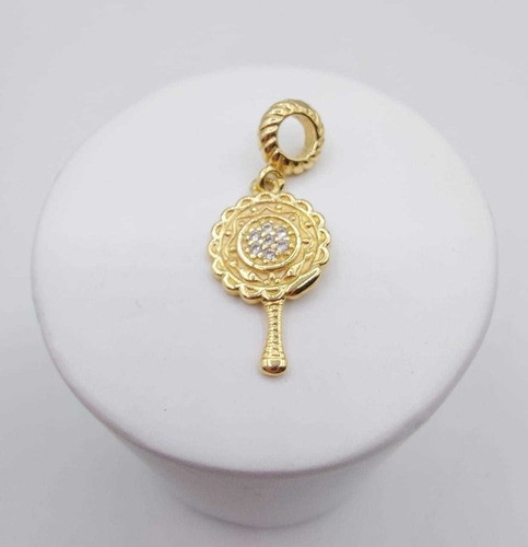 Berloque Abebe Cravejado Micro Zircônias Banhado A Ouro 0