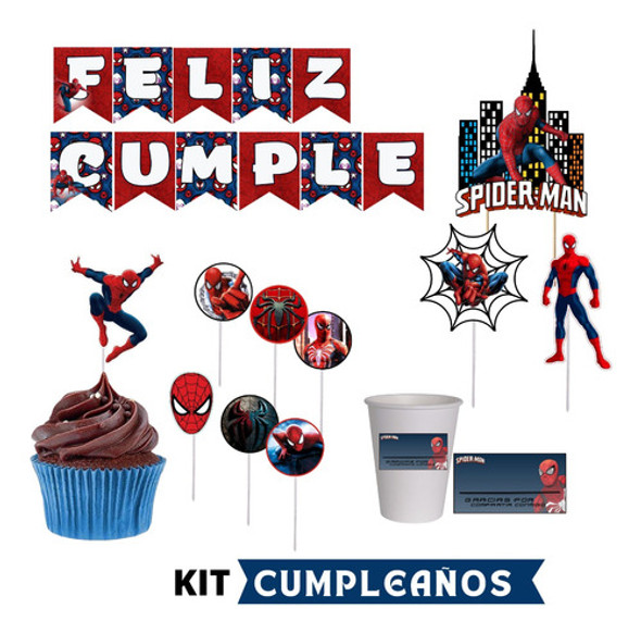 Kit Combo Decoracion Cumpleaños Spiderman Hombre A - Marvez 1