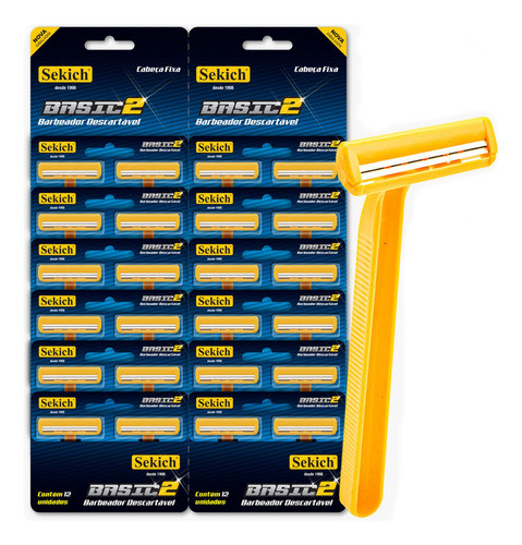 Kit 24 Aparelho Barba Amarelo 2 Laminas Atacado Revenda 1