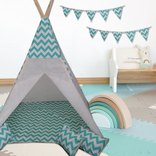 Carpa Teepee Niños Decorada Rosas Colchoneta Minialmohadones 1
