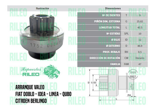 Bendix Arranque Fiat Doblo Qubo Idea Citroen C3 Berlingo 9d 1