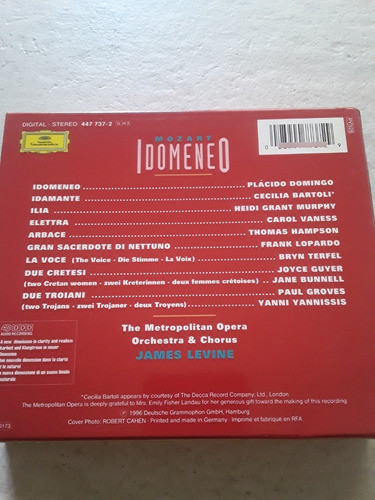 Mozart - Idomeneo Plácido Domingo Bartoli Boxset 3cds Kktus 1