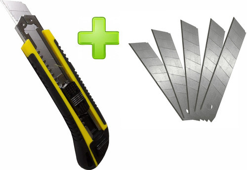 Cutter Profesional 18 Mm Mango De Goma + 5 Hojas De Repuesto 0