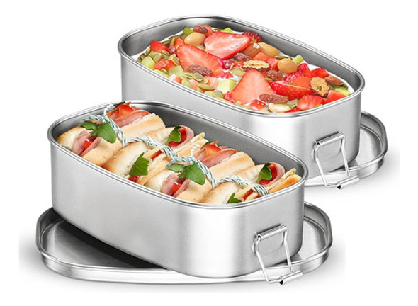 Caja Bento De Acero Inoxidable, Recipientes Pequeños De Meta 0
