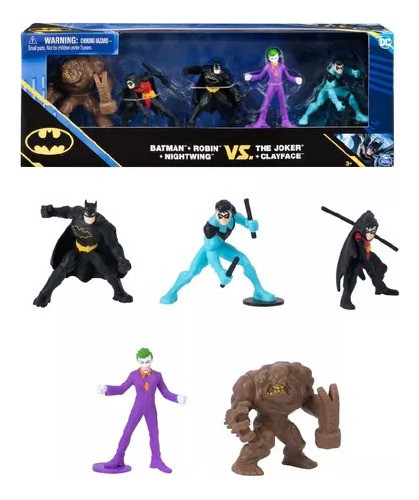 Set Spin Master Pack X5 Batman Robin Joker Juguetes Muñecos 0