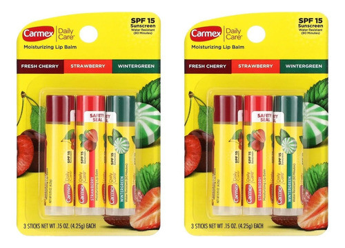 2 Pacotes C/ 3 Unidades Hidratante Labial Multi Sabor Carmex 0