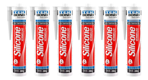 Sellador Silicona Alta Temperatura Rojo X 280g Tekbond X 6un 0