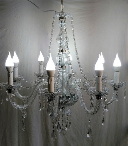 Araña De Vidrio 8 Luces Con Caireles!!!exclusiva 0