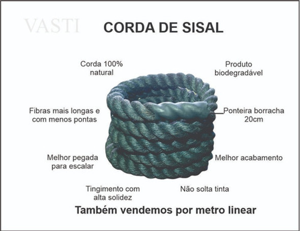 Corda De Sisal Naval 38mm X 25m Deck Decoração Artesanato 1 Corda De Sisal Naval 38mm X 25m Deck Decoração Artesanato 1