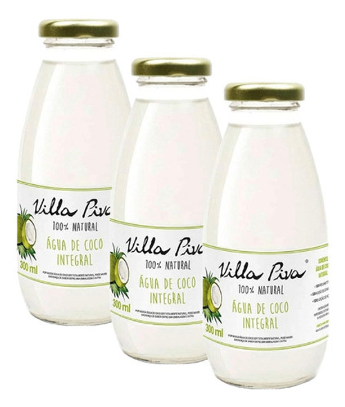Kit 3x: Água De Coco Natural Villa Piva 300ml 0 Kit 3x: Água De Coco Natural Villa Piva 300ml 0