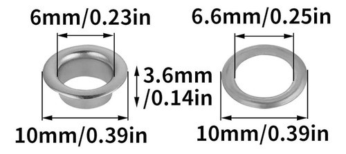 Kit , 50  Ojales P/ Lonas , Pvc. Cuero  10mm C/ Herramienta 0