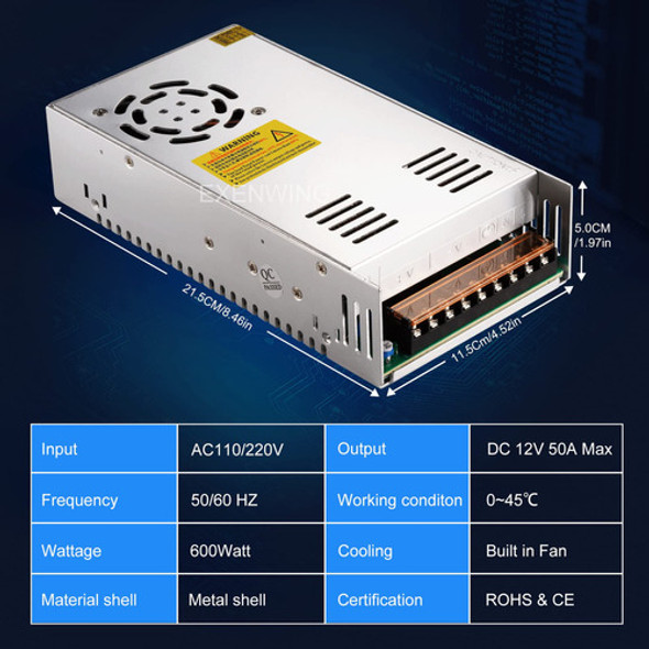 Fuente De Alimentacin Cc De 12 V 50 Amp Ca 110 V / 220 V A C 1