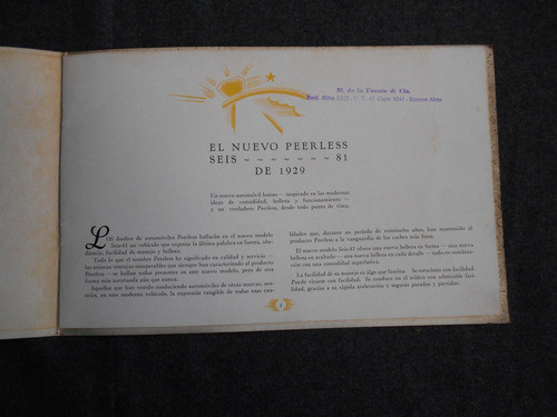 Peerless Seis 1929 Folleto Catálogo Publicidad Auto Antiguo 1