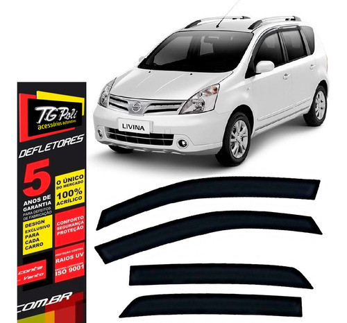 Calha De Chuva Nissan Livina 2007 A 2014 Protetor 4 Portas 0