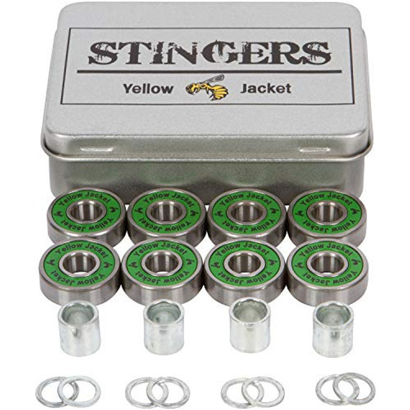 8x Rulemanes Para Skate Abec 11 Yellow Jacket + Kit - Verde 1