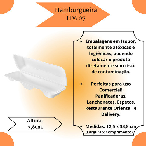 Kit 50 Hamburgueira Hm-07 Isopor Para Delivery Meiwa 1