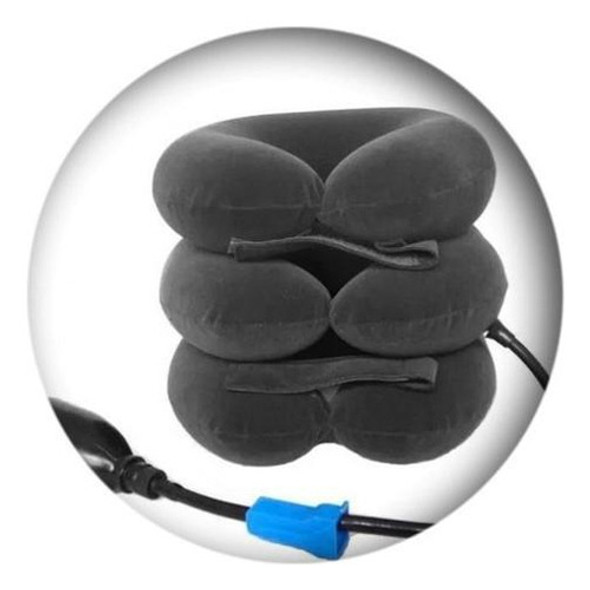 Colar Cervical Almofada Pescoço Inflável Viagem Cinza B2615 1