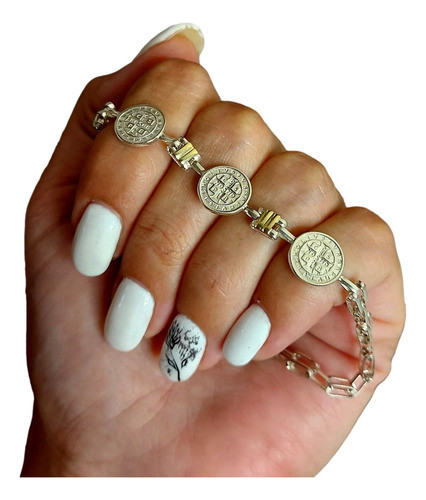 Pulsera De San Benito Plata Y Oro 0