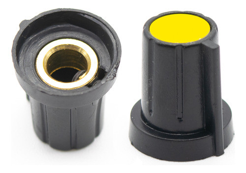 4 Perillas Potenciometro Amarillas 17mm X 19mm Buje Bronce 0