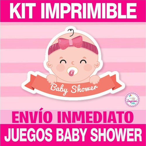 Kit Imprimible Juegos Baby Shower Nene Nena Rosa Celeste 1