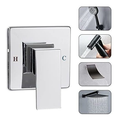 Mezclador Monocomando Para Ducha Cuadrada Plateado 1