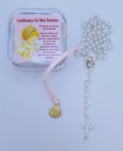 Terço Pérola Batismo Na Cx Acrílica - Menina 0