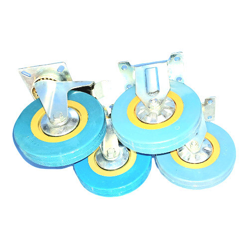 Rueda Giratoria Con Freno 125mm Goma Metal (4 Unidades) 0
