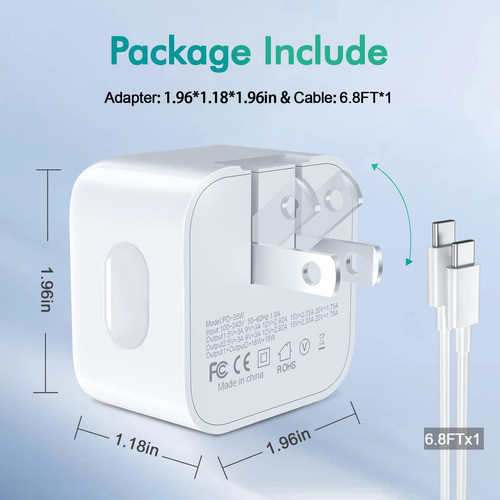 Adaptador De Alimentacin Compacto De Puerto Usb-c De 35w (pa 1