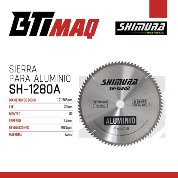 Hoja Disco Sierra Shimura Para Aluminio 305mm 80 Dientes 1