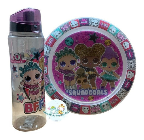Set Infantil Plástico Plato Playo + Botella Easy  Lol L.o.l. 0