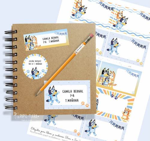Kit Imprimible Etiquetas Útiles Escolares Bluey 0