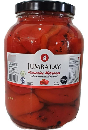 Pimientos Morrones Enteros  Jumbalay Frasco Vidrio 2,8 Kg 0