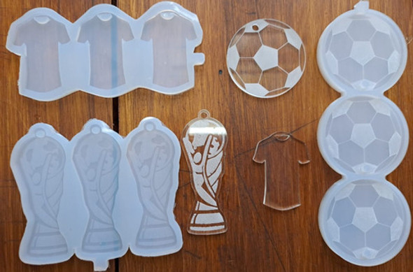 Kit 3 Moldes Silicona Llaveros Futbol 5cm Resina Emprender 0
