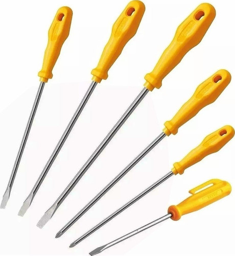 Set Juego Destornilladores Tramontina 6 Pz Philips Plano 0