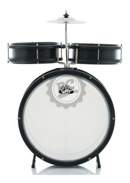 Bateria Infantil Custom Kids Preta Cdkm3 Com 3 Tambores 1