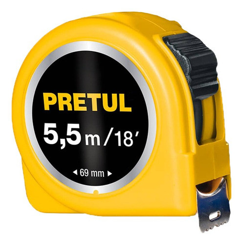 Cinta Métrica Amarilla Flexómetro 5,5m 25mm Pretul 28022 0