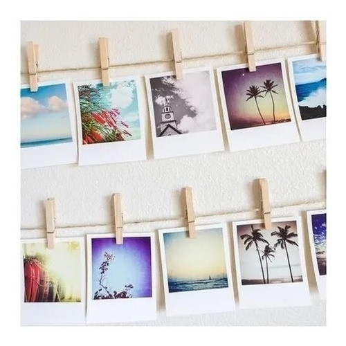 Kit De 12 Broches Y Cuerda + 12 Fotos Polaroid Impresiones 0