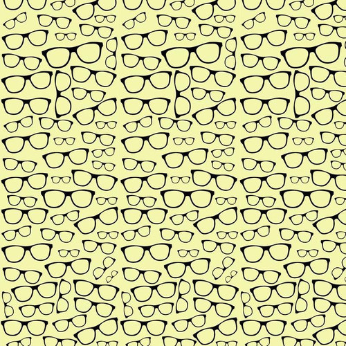 Papel De Parede Adesivo Amarelo E Desenhos De Óculos Preto 0