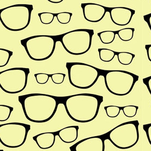 Papel De Parede Adesivo Amarelo E Desenhos De Óculos Preto 1