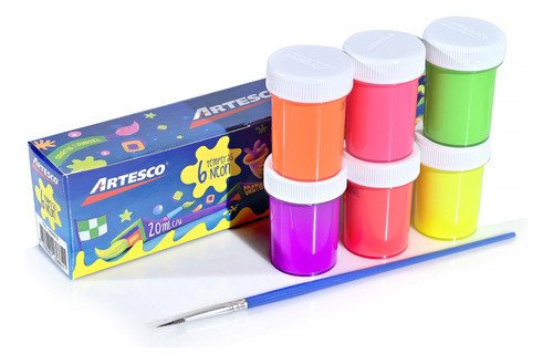 Tempera Artesco Fluo Neon X6 - Goldin Papelería 0